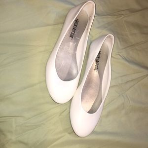 Never worn white flats